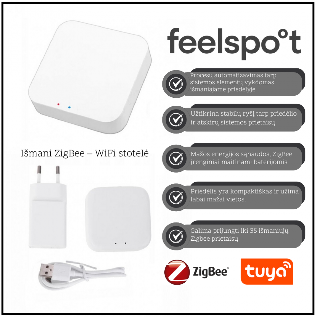 Išmani ZigBee – WiFi stotelė Feelspot ZB22, 3.0 Tuya Išmani ZigBee – WiFi stotelė Feelspot ZB22, 3.0 Tuya